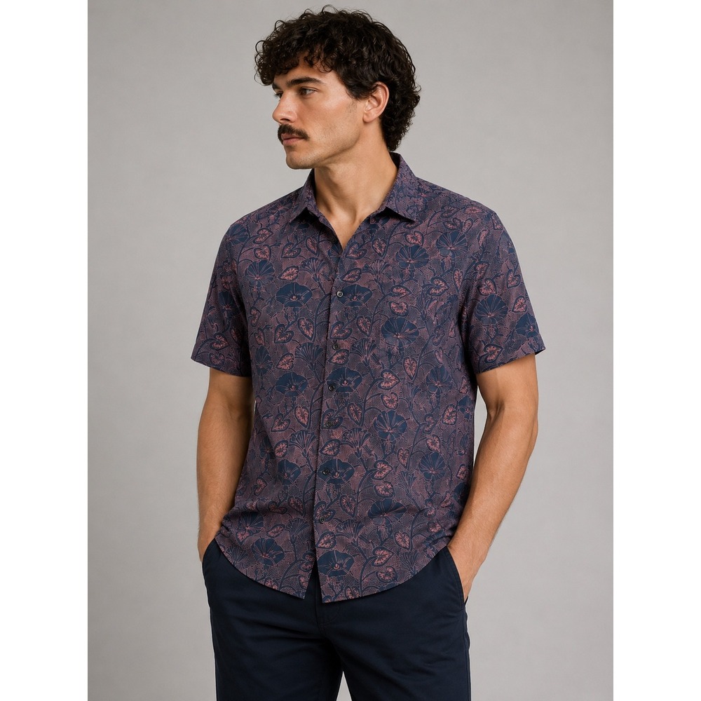 Culturata Tailored Fit Short Sleeve Button Up Shirt Mens XL Made in Italy |J1
